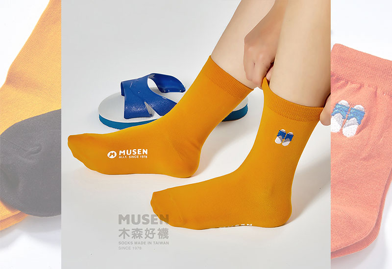 台灣印象刺繡襪-藍白拖(多色)